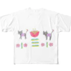 toyatoyaのほのぼのシリーズ　 花とネコ All-Over Print T-Shirt