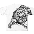 ■マネっぴ■のヒョウモンガメはリクガメです。モノクロ All-Over Print T-Shirt