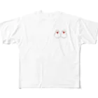 isay-t　・・・　ブンチョウ　鳥 すずめ（スズメ　雀） カエル　蛙　爬虫類　カメ　キンカチョウ　インコ　ヨークシャーテリア　カマキリ　舟　水彩　などのつがいの白文鳥 All-Over Print T-Shirt