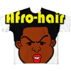 MusicJunkyのAfro-hair(アフロヘア） フルグラフィックTシャツ