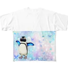 ヤママユ(ヤママユ・ペンギイナ)のケープペンギン「ちょうちょ追っかけてたらまいごになっちゃった…」 フルグラフィックTシャツ