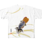 花錦園　～Kakin-en～の【金魚】江戸錦～藍のゆらめき～ All-Over Print T-Shirt