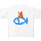 aiueoneko358の猫に魚 フルグラフィックTシャツ