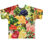 カワウソとフルーツの【forseasons】フルーツ盛り合わせ フルグラフィックTシャツ