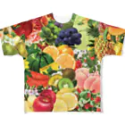 カワウソとフルーツの【forseasons】フルーツ盛り合わせ All-Over Print T-Shirt