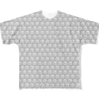 sharknestの鮫総柄（白） フルグラフィックTシャツ