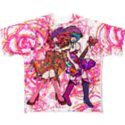 h45m69のYOU＆ME pink Rose2 フルグラフィックTシャツ