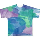 SANKAKU DESIGN STOREの梅雨時の紫陽花。 All-Over Print T-Shirt