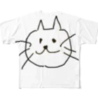 All Aloneのねこのほほえみ フルグラフィックTシャツ