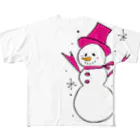 coyukiの雪だるまん桃 フルグラフィックTシャツ