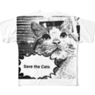 ノラ猫Designのsave the cats フルグラフィックTシャツ