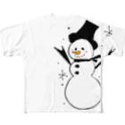 coyukiの雪だるまん黒 フルグラフィックTシャツ