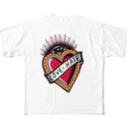 ACA oldschool tatsのLove Hate フルグラフィックTシャツ