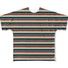 many many stripes.のボーダー水色ピンク フルグラフィックTシャツ