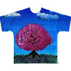 BLUE FEATHERの桜ポップ フルグラフィックTシャツ