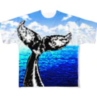 SeaYouTuberoseのWhale tail (Sea) All-Over Print T-Shirt