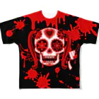 Rotten Lil Cherryの血塗れツインテールシュガースカル フルグラフィックTシャツ