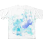 サワネチヒロのショップの空飛ぶ鯨 All-Over Print T-Shirt