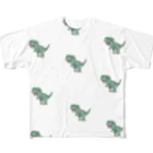 サメと恐竜展の恐竜の大群 フルグラフィックTシャツ