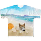 ちぇりーなショップの芝犬 しばさん フルグラフィックTシャツ