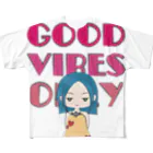 松や SUZURI店のGOOD VIBES ONLY フルグラフィックTシャツ