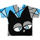 にゃおん×3のあーちゃんのQとな黒猫(お直ししたよ) フルグラフィックTシャツ