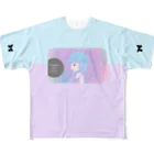 ネコとソラのサマーガールグラデーション All-Over Print T-Shirt