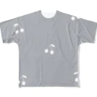 rilybiiのサクランボ柄 グレーブルー All-Over Print T-Shirt