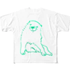 ふくふく商店の長沢芦雪の「あの犬」グリーン All-Over Print T-Shirt