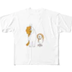 shimeji_omuのネコとメンフクロウ All-Over Print T-Shirt