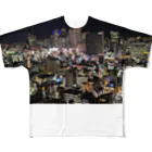 暗号資産と食べ物の新宿の夜景 All-Over Print T-Shirt