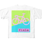 komgikogikoのピストバイク(ピンク) フルグラフィックTシャツ