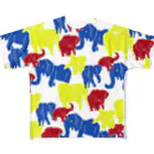 LOLLIPOPのサヴァサヴァ ゾウ柄（ブルー） All-Over Print T-Shirt