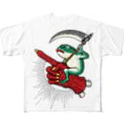 DM7WORKSのお試し支店のBRUTAL FROG ARMY 蛙ライダー All-Over Print T-Shirt