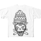 CREAMY YODAのソフトクリームモノクロネコ All-Over Print T-Shirt