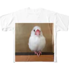 白文鳥のおもちさんの白文鳥のおもちさん フルグラフィックTシャツ