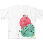 isshiki mayumiのアイスクリーム登山Tシャツ フルグラフィックTシャツ
