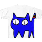 きょうは、なにをきようか。のねこですから。青 フルグラフィックTシャツ