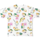 まめるりはことりのたっぷりシロハラインコちゃん【まめるりはことり】 All-Over Print T-Shirt