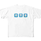 【公式】マリオネット（熊本のパソコンスクール）🤖の三連マリオくんTシャツ フルグラフィックTシャツ