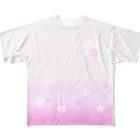 クロフミのまったりショップのチェリスのふんわり桜(ピンク) フルグラフィックTシャツ