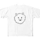 もくもくモクレンの日本スピッツデザインショップのスピッツ両面デザイン：表もくもく顔、裏こっち見てる All-Over Print T-Shirt