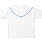 杜の魚のセーラー風（白に青ライン） フルグラフィックTシャツ