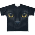 Neko-Shika-Katanの闇夜の黒猫 フルグラフィックTシャツ