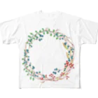 プリズモリイの箱の森のかわいい贈り物♪小さな木の実のボタニカル日記 All-Over Print T-Shirt