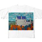 Junie貼り絵グッズの紅葉のノイシュバンシュタイン城 フルグラフィックTシャツ