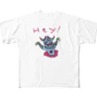 ガイコツの犬のHey！ フルグラフィックTシャツ