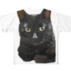 イケニャン黒猫オレオくんの見つめるイケにゃんオレオさま フルグラフィックTシャツ