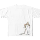 ねこのごまおはぎのぼんやりねこ フルグラフィックTシャツ