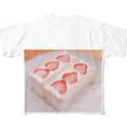 癒しショップのショートケーキ フルグラフィックTシャツ